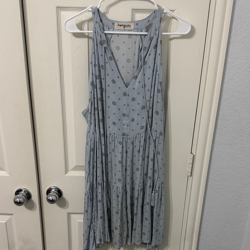 Impressions Light Blue Floral Mini Dress